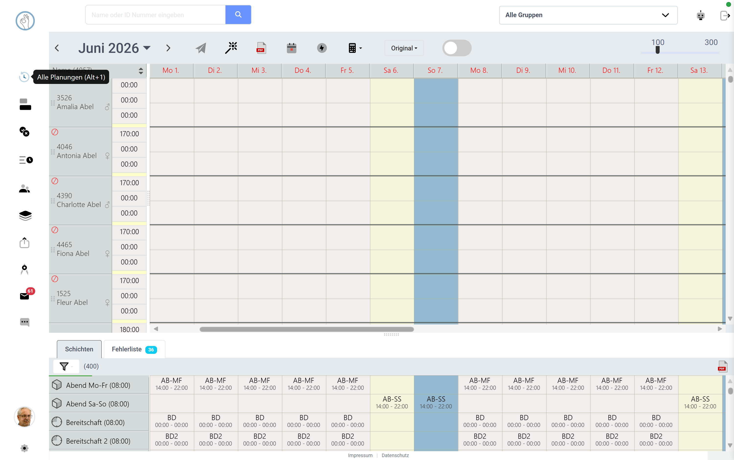ตารางเวรงานแบบกริดของ Klacks